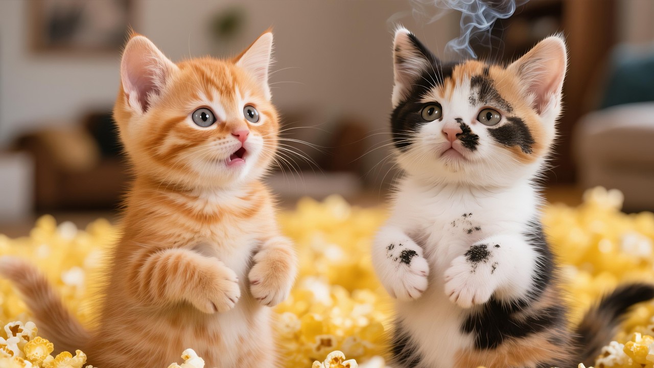 Ginger and MooMoo Make Popcorn for the First Time 🍿🐾