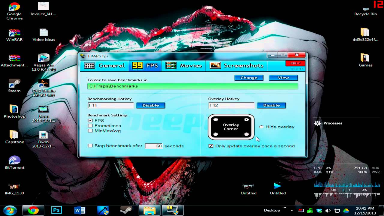FRAPS Overview and settings optimized for YouTube