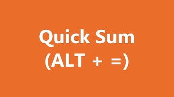 Excel Shortcuts - Quick Sum
