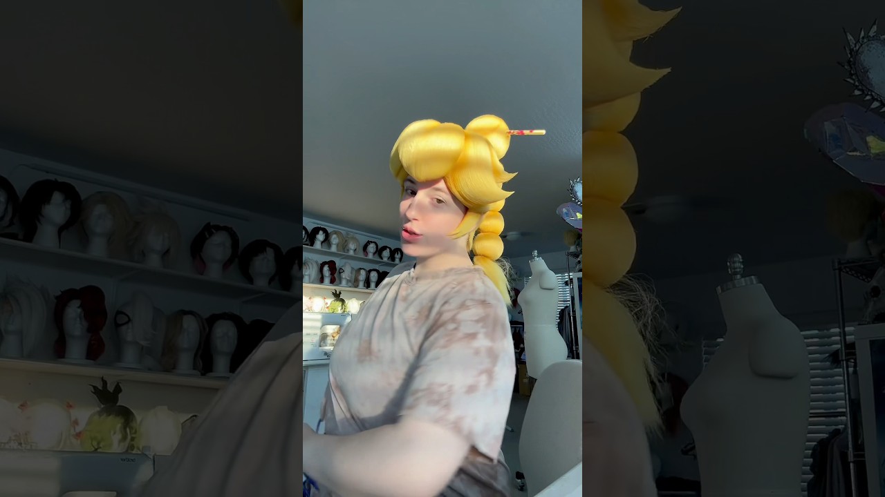 Kung Fu Peach Wig!! #princesspeach #princesspeachwig #shorts #princesspeachsshowtime #wigstyling