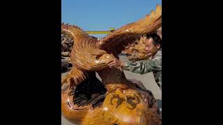 Wood Carving Eagle Looking Amazing After Completion