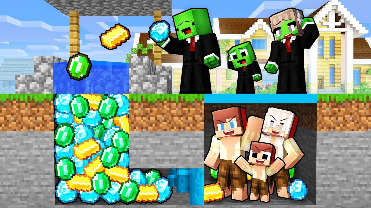 POOR JJ Family Created a Wishing Well to Rob RICH Mikey Family in Minecraft! (Maizen)