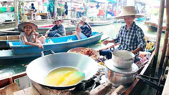 Bangkok Floating Market in Thailand - Thai Street Food