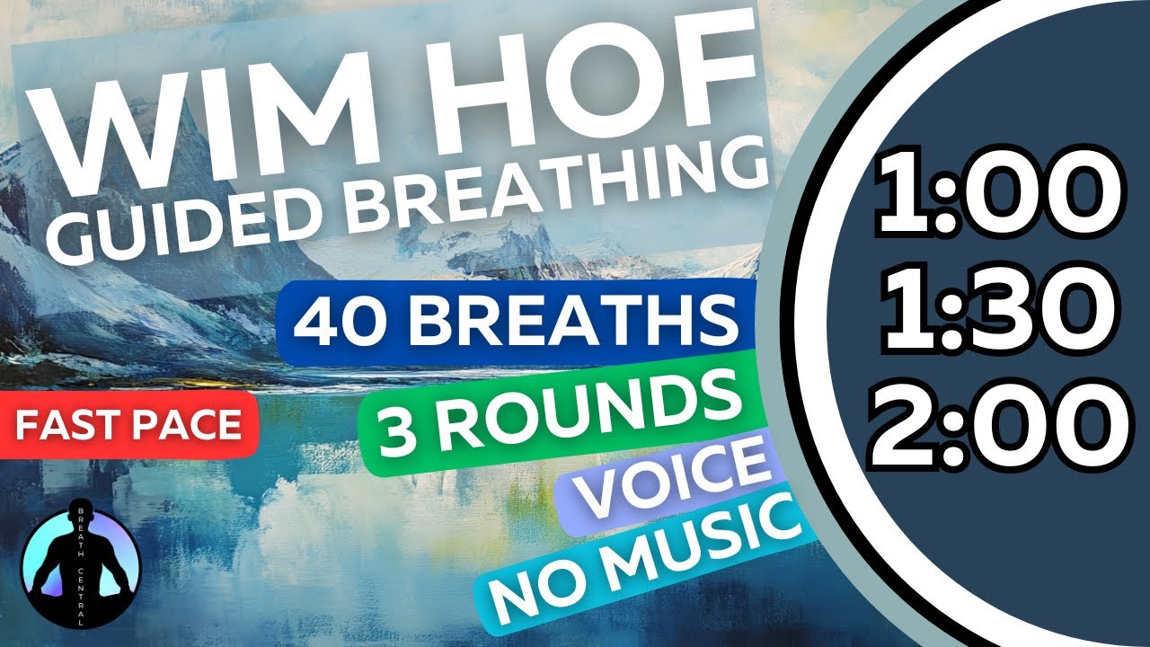WIM HOF Guided Breathing | 40 Breaths 3 Rounds Fast Pace | Up to 2:00min | No Music