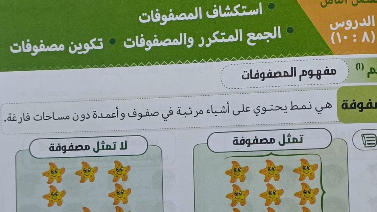 طريقه الجمع المتكرر والمصفوفات | رياضيات الصف الثاني الابتدائي | مس أسماء ربيع