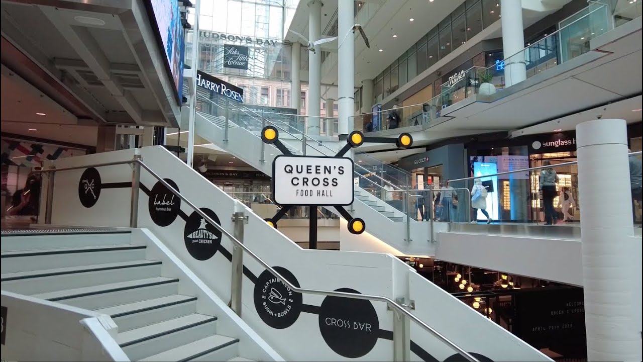 Toronto Mall Downtown Walk: Exploring the Eaton Centre's Queen's Cross New Food Hall 4/29/2024