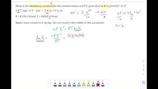 Calculate Equilibrium constant from cell potential
