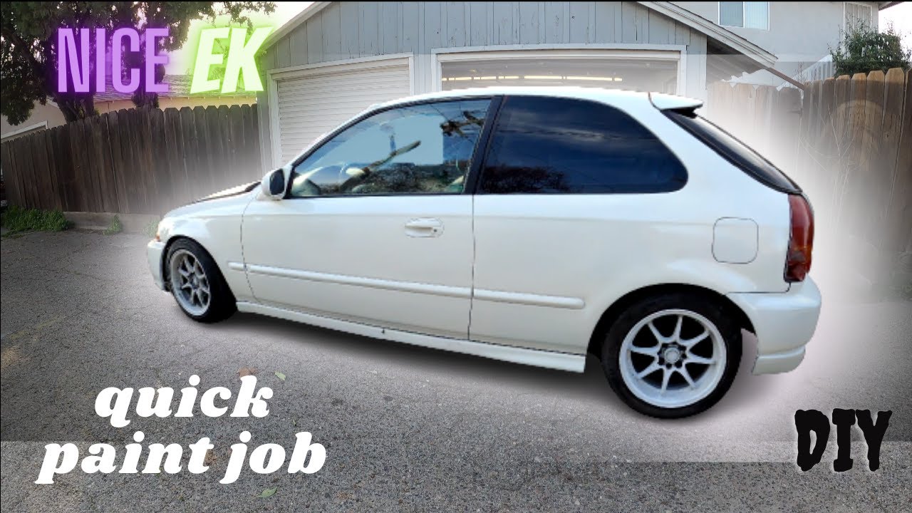 Honda Civic Ek Hatchback project car gets a quick paint job after body