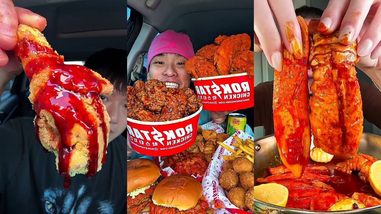 TikTok Mukbang Compilation | Chicken Tenders, Imitation Crab Seafood Boil, Lobster Tails, Fish Cakes