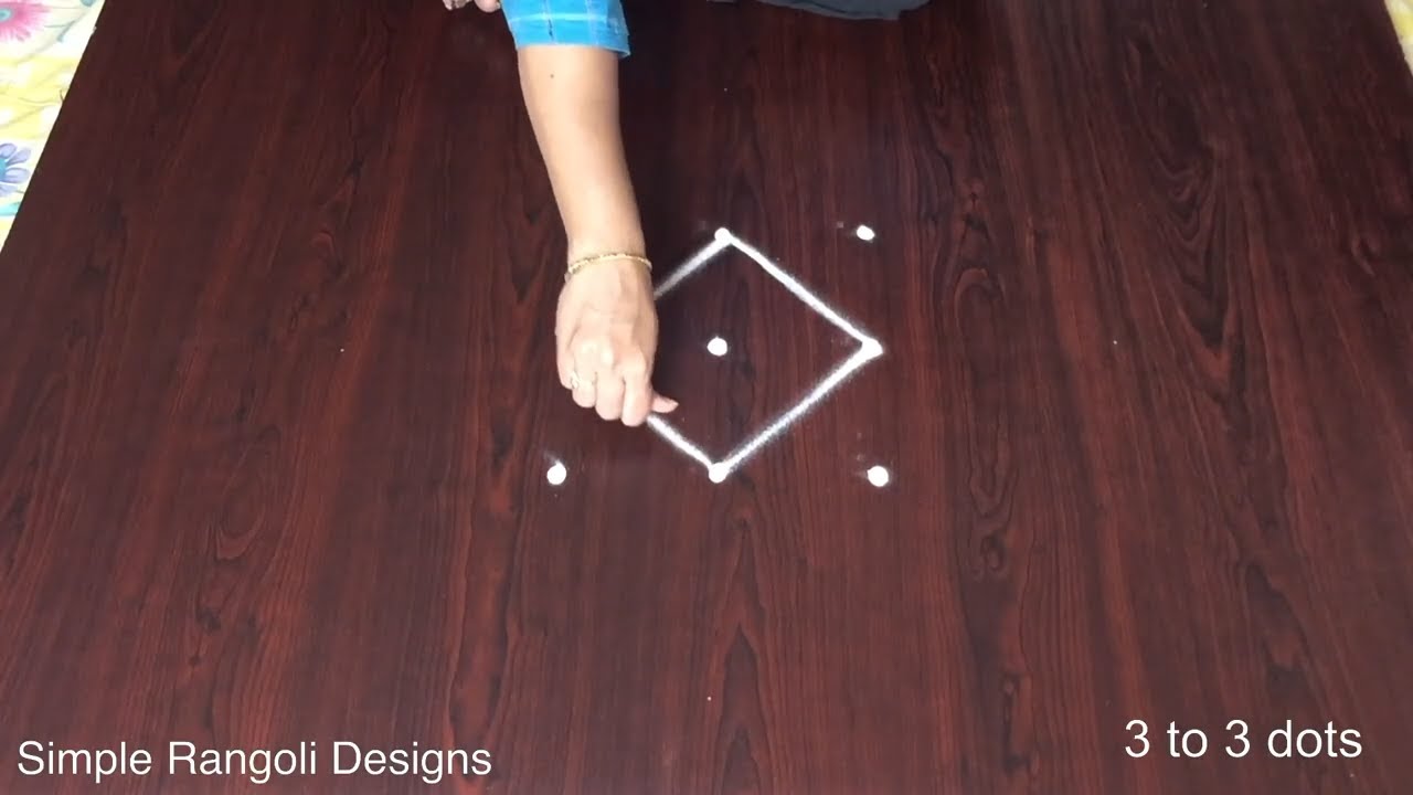 Lakshmi Rangoli Designs 3×3 Dots Simple for Pooja Room with Friday Kolam and Muggulu