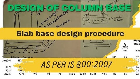 Design of slab base. Details procedure as per is 800:2007. how to design slab base? Column base.