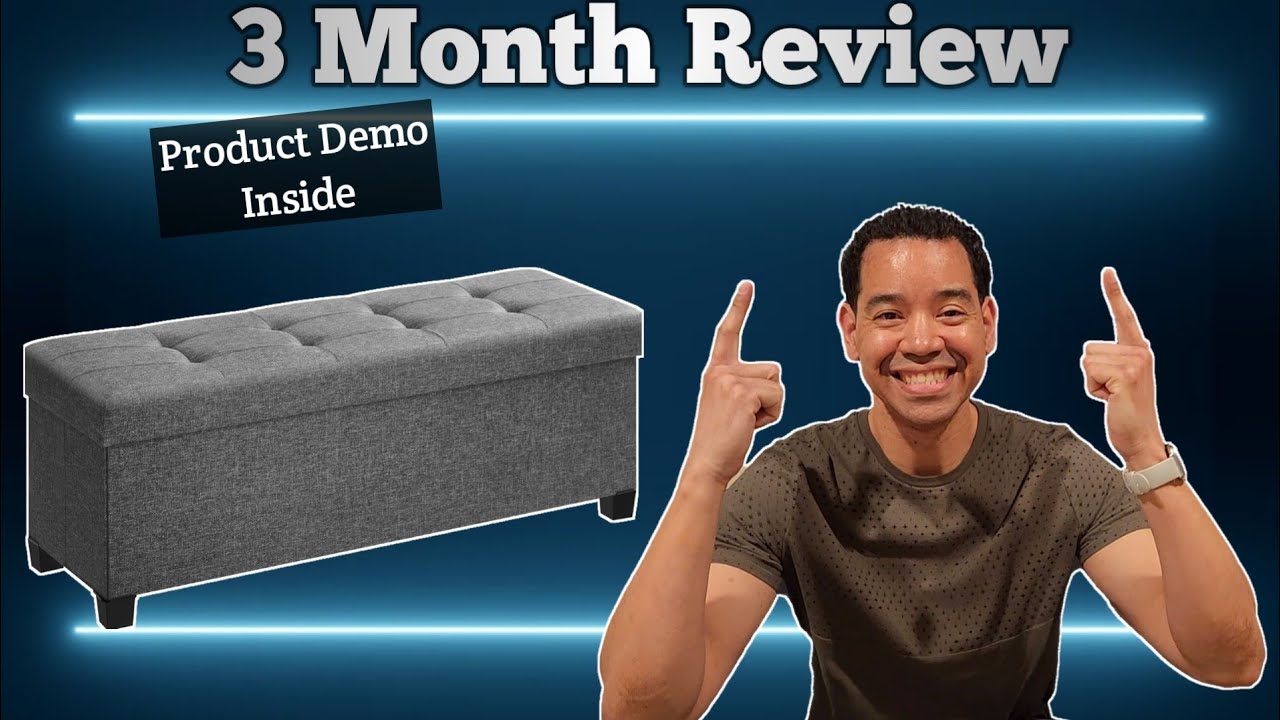 Dark Gray Folding Storage Ottoman Bench | Versatile Storage Solution for Living Room & Bedroom