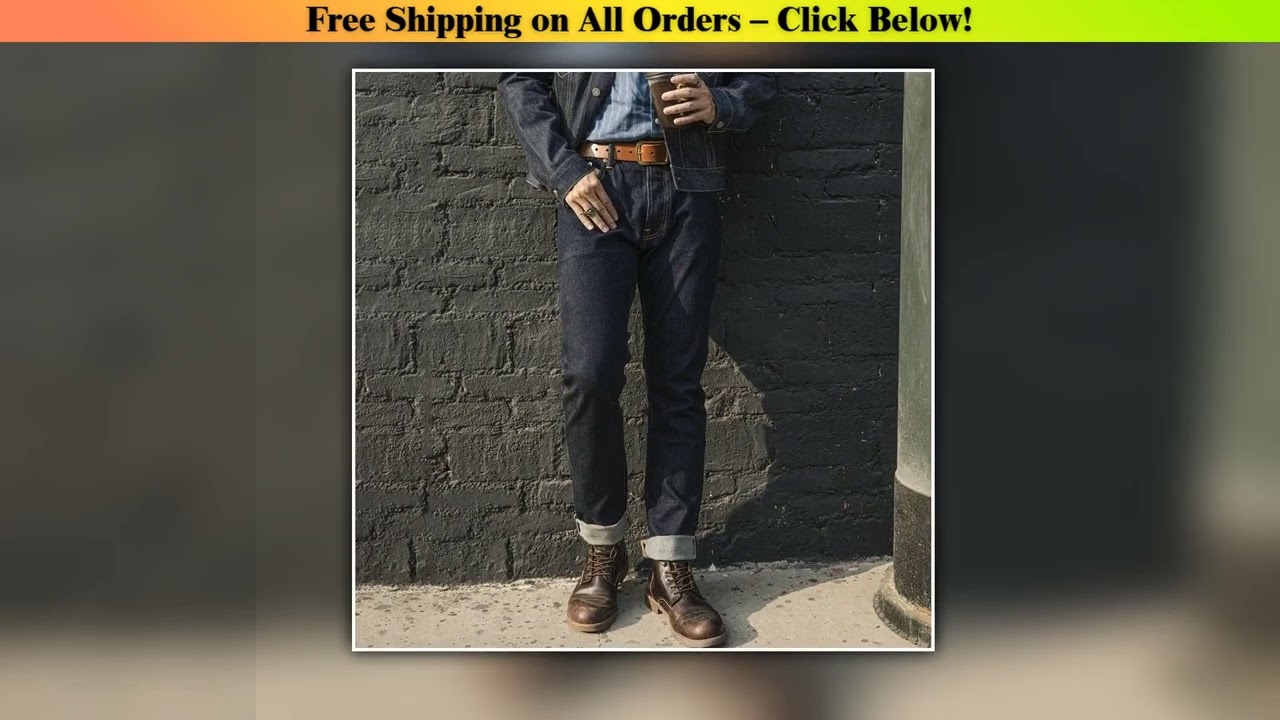 Red Tornado 12oz Slim Straight Jeans Rinsed Spring Men's Red Selvedge Denim Pants GT-0003