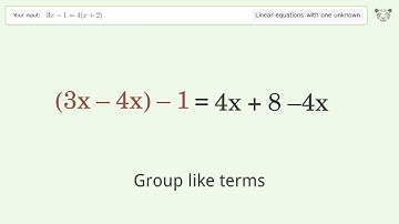 Solve 3x-1=4(x+2): Linear Equation Video Solution | Tiger Algebra