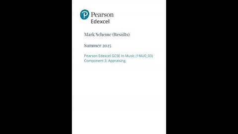 Pearson EDEXCEL GCSE Music Paper 3 2025 Mark Scheme