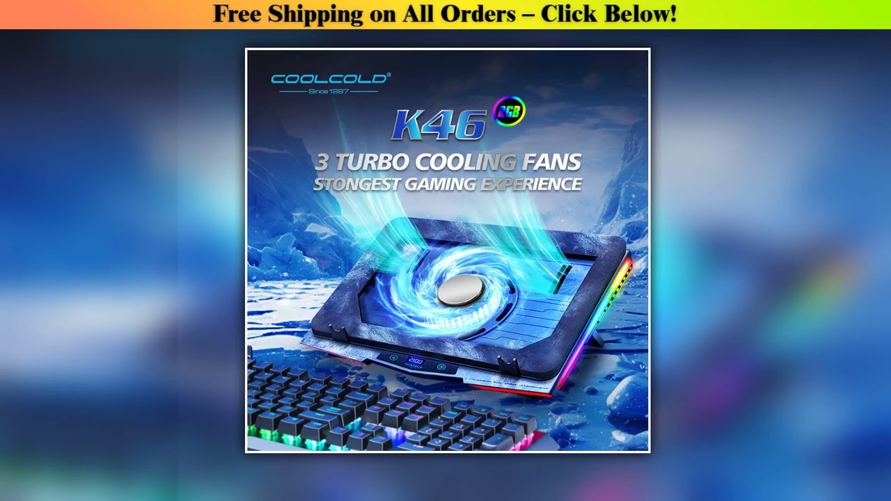 COOLCOLD Air Compression RGB Laptop Cooling Pad - Ultra-Quiet USB Cooler, Fast Heat Dissipation &