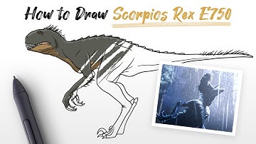 How to Draw a Scorpios Rex E750 dinosaur from Jurassic World Camp Cretaceous - easy Step By Step
