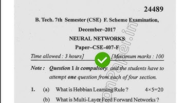 2017 Mdu BTech CSE 7th Sem Neural Networks Question Paper #MduQuestionPaper
