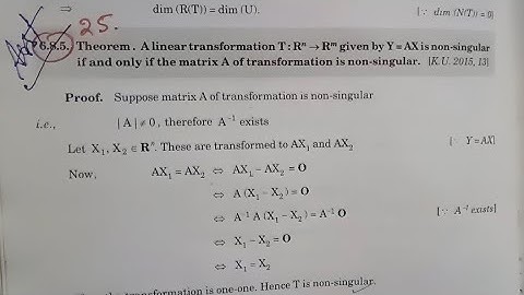 Theorem 25 Linear algebra important theorem non singular transformation Has non singular matrix