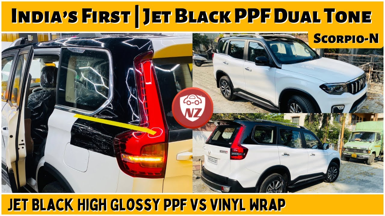 India’s FIRST - Black PPF Dual Tone on White Scorpio N | Self Healing High Gloss Jet Black PPF