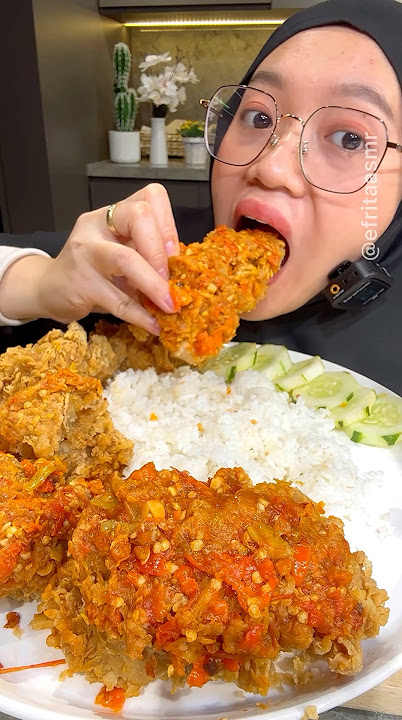 Mukbang ayam geprek pedes ndower #shorts