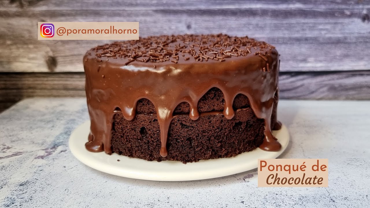Ponqué de chocolate con ganache de chocolate con leche