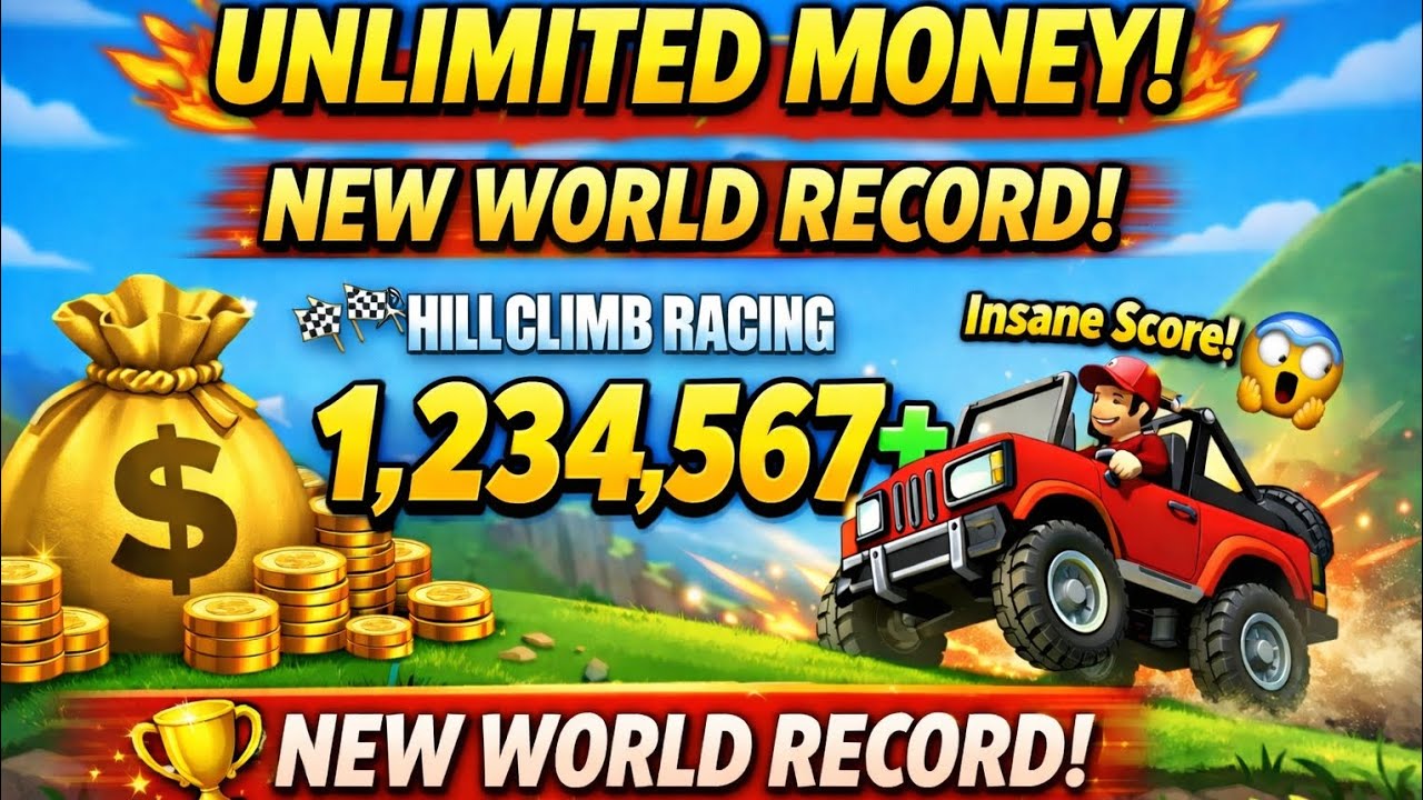 New world Record Hill Climb Racing And Unlimited Money 🤑🤑💰