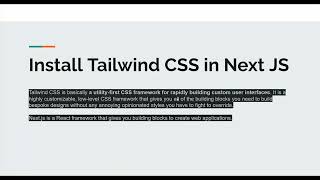 Install Tailwind CSS v3.1 in Next JS