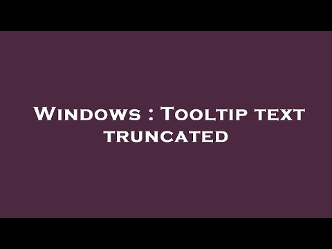 Windows : Tooltip