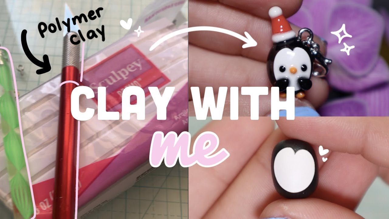 making a penguin out of clay | Christmas DIY charm gifts
