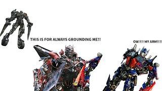 Sentinel Prime breaks Optimus Prime’s arm/Grounded