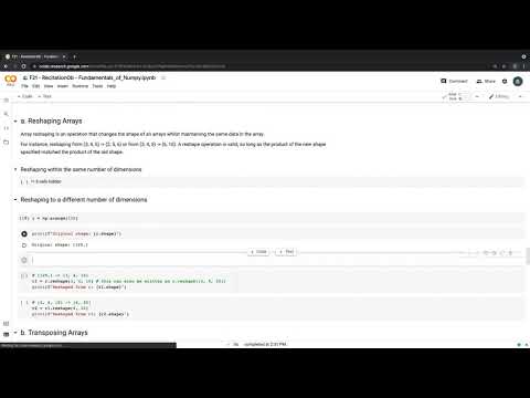 Recitation 0b | Fundamentals of Numpy - Reshaping Numpy Arrays (3/8)