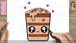 how to draw cute chocolate pudding easy kawaii dessert drawing for kids