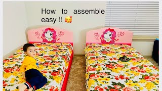 DIY Home : How to assemble Kids Twin Bed Frame with Headboard, Toddler Upholstered Platform Bed