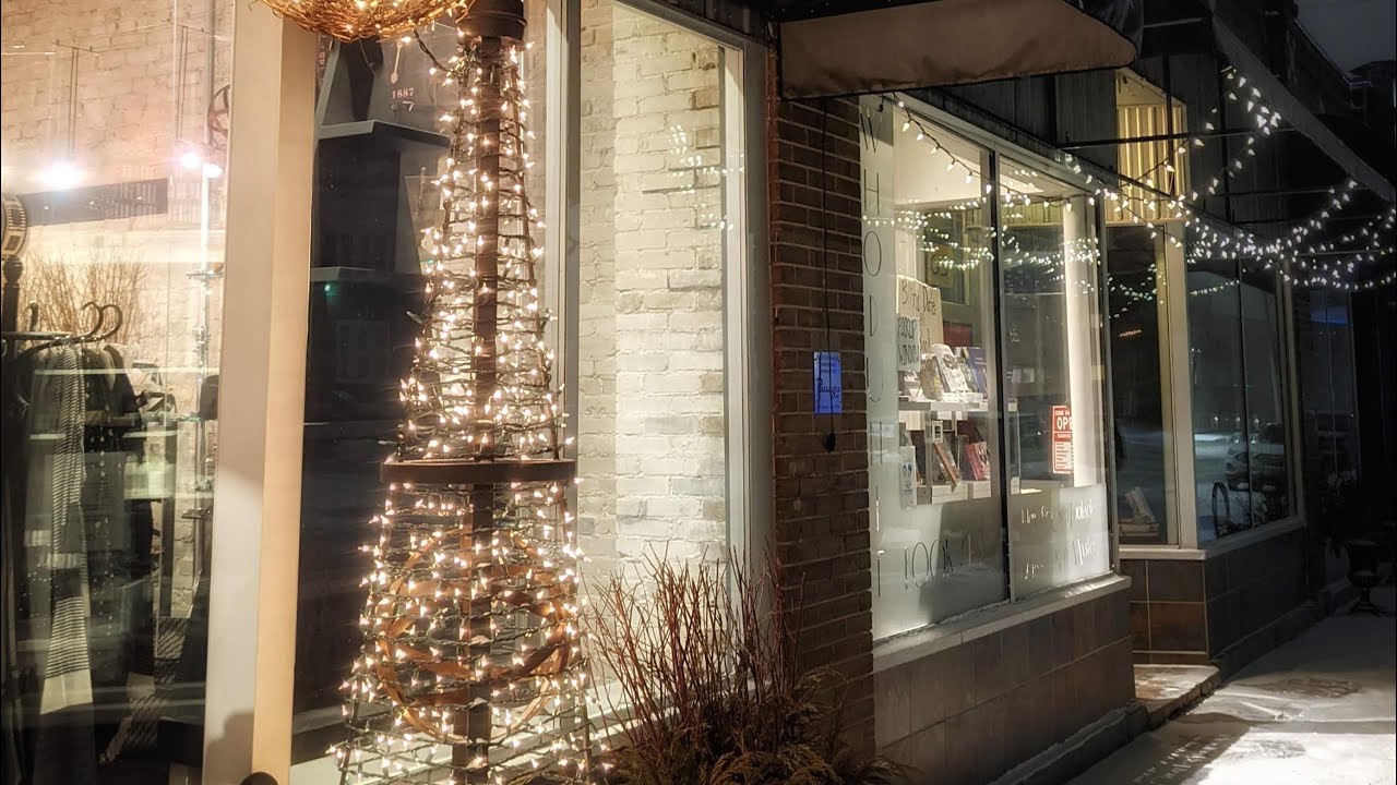 4K Winnipeg Walking Video 22 - Corydon Strip Night Walk - Windy - Winter