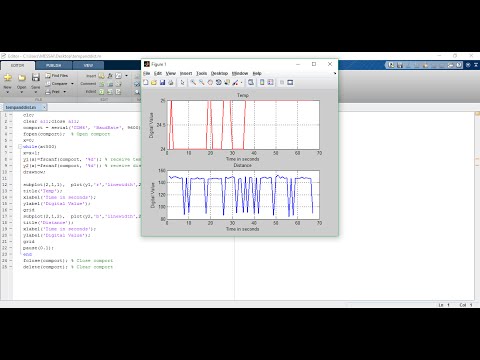 Matlab Arduino real time monitoring distance and temperature [simple code] + Download