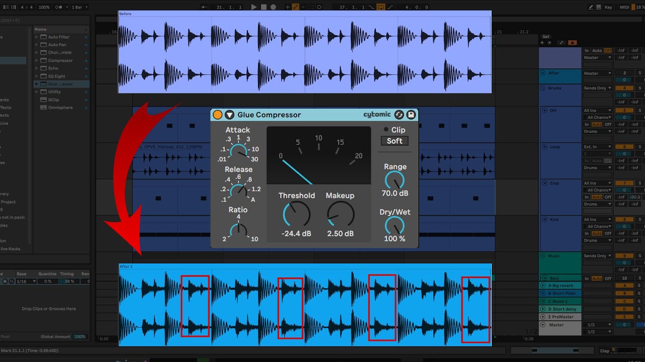 How To Correctly Compress Your Drum Bus With Glue Compressor [Music