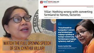 SEN. CYNTHIA VILLAR: NOTHING WRONG WITH CONVERTING FARMLAND TO HOMES AND FACTORIES!