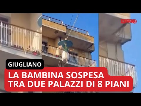 Video Una bambina fa il Volo dell'Angelo sospesa tra due palazzi di 8 piani