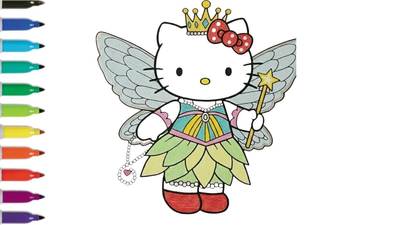 Princess Hello Kitty Angel 👑🪽 | Cute Fairy Hello Kitty Drawing, Coloring & Painting for Kids