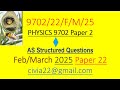 Part 1:  Feb/March 2025 Physics 9702  Paper 22 [Qns 1 to 2] #education ##science #physics #reddit