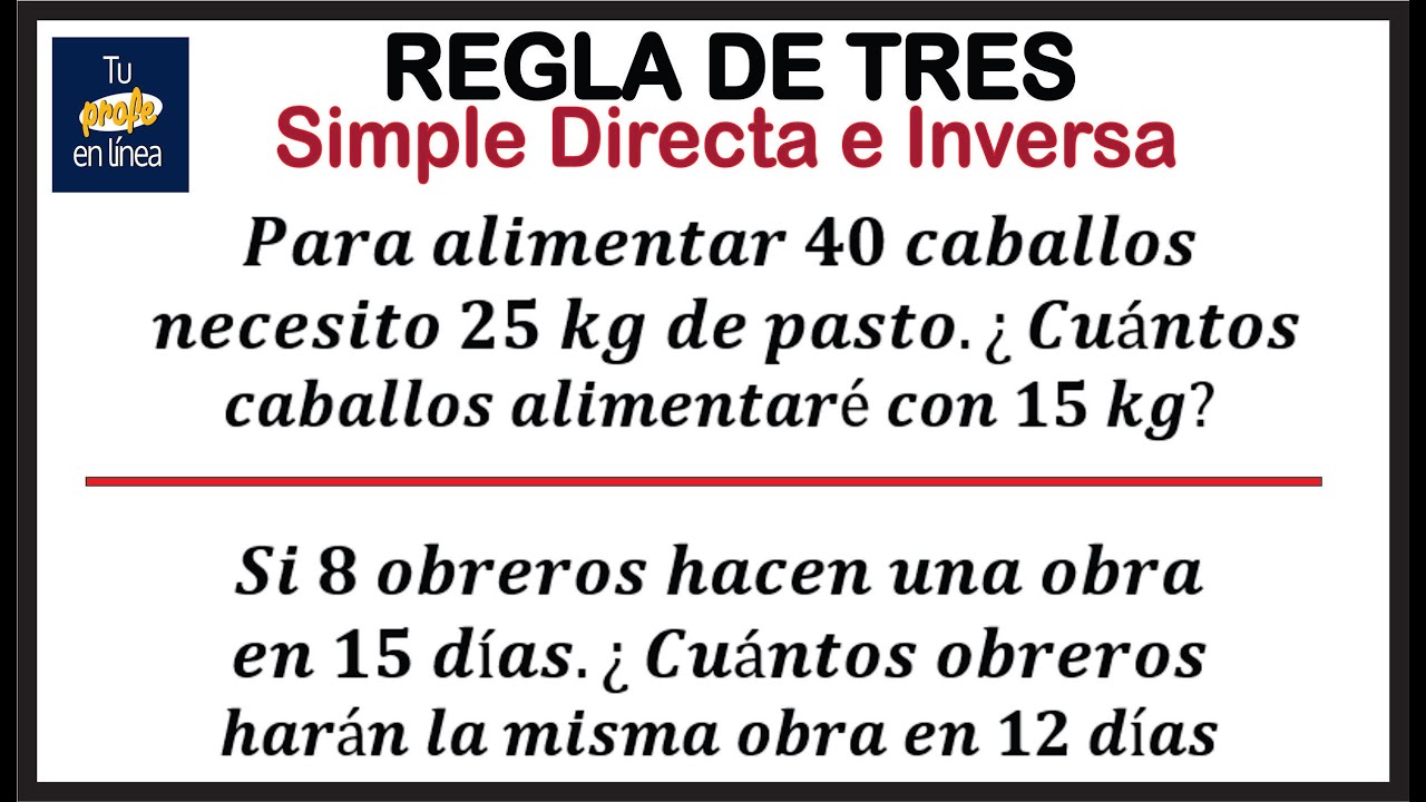 REGLA DE TRES 01: Regla de Tres Simple Directa e Inversa y cómo diferenciarlos