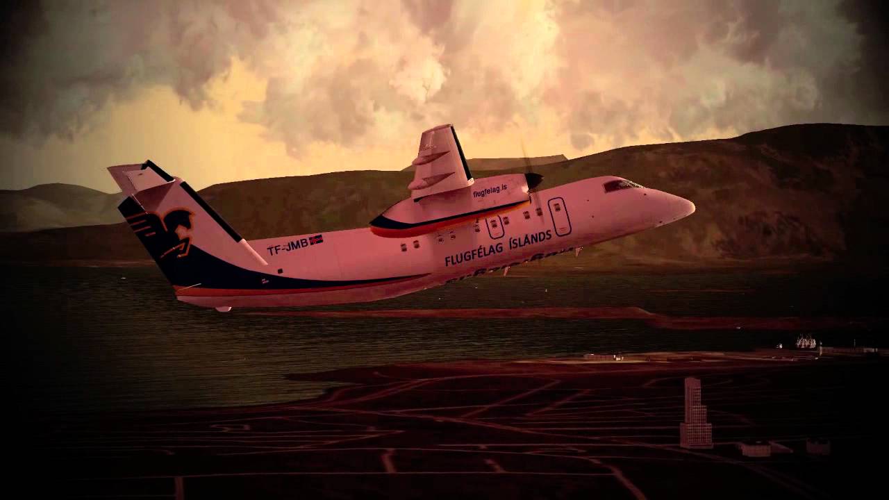 FSX - Dash 8 Air Iceland takeoff in BIRK.
