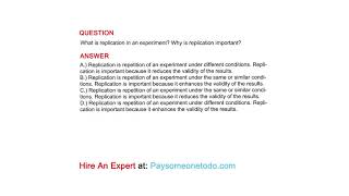 What is replication in an experiment? Why is replication important?