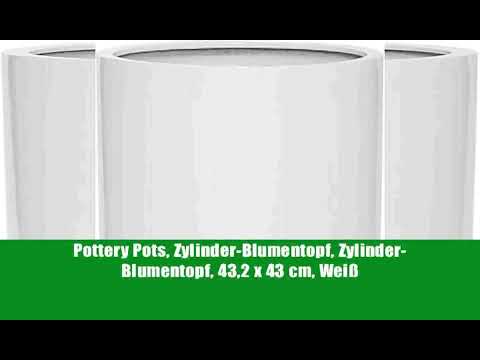 Pottery Pots, Zylinder-Blumentopf, Zylinder-Blumentopf, 43,2 x 43 cm, Weiß