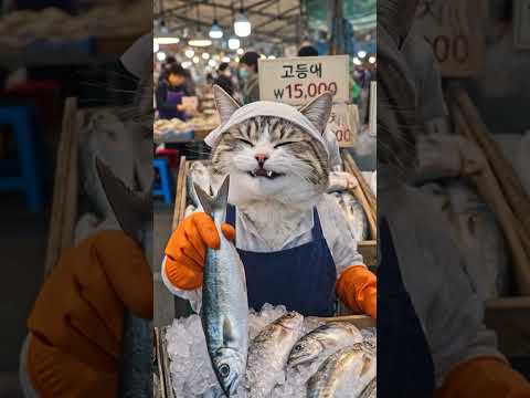 생선가게 사장님이 고양이면 생기는 일 😂🐟