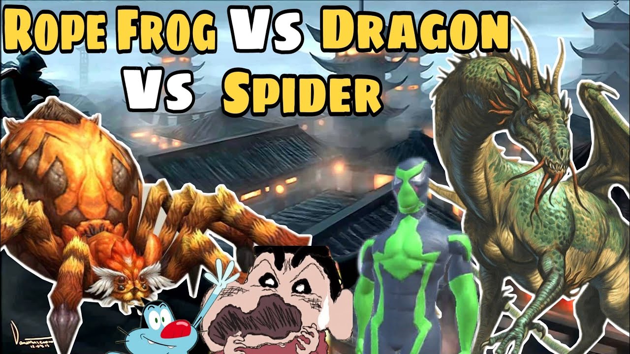 Rope Frog vs Green Monster vs spider | Rope Frog ninja hero