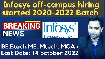 Infosys off-campus hiring started | Batch 2020 - 2022 | last date : 14 /10/2022