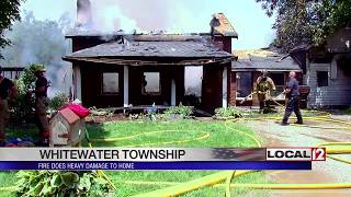 Home catches fire in Whitewater Township