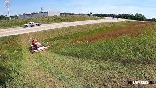 Mowing Tall Grass on a Steep Hill with the VENTRAC 95' Wide Area Mower Deck!